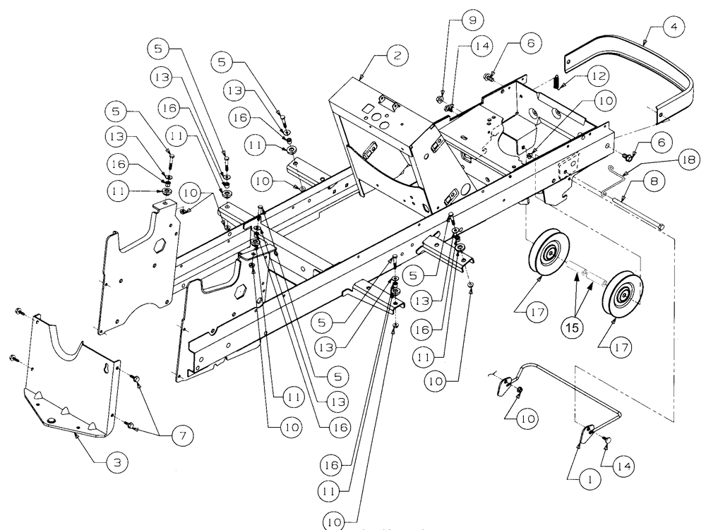 Frame And Drawbar Diagram and Parts List for LT2180 13A254G710-13A254G712 Cub Cadet Lawn Tractor